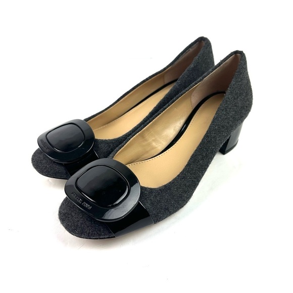 Michael Michael Kors Pauline Flex Mid Pump 6 Charcoal Felt Wool Heels Womens - Picture 2 of 10